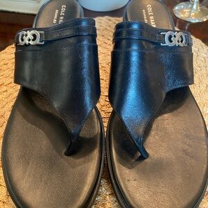 Cole Haan Wedged Black with Silver Accent Sandals Size 11
